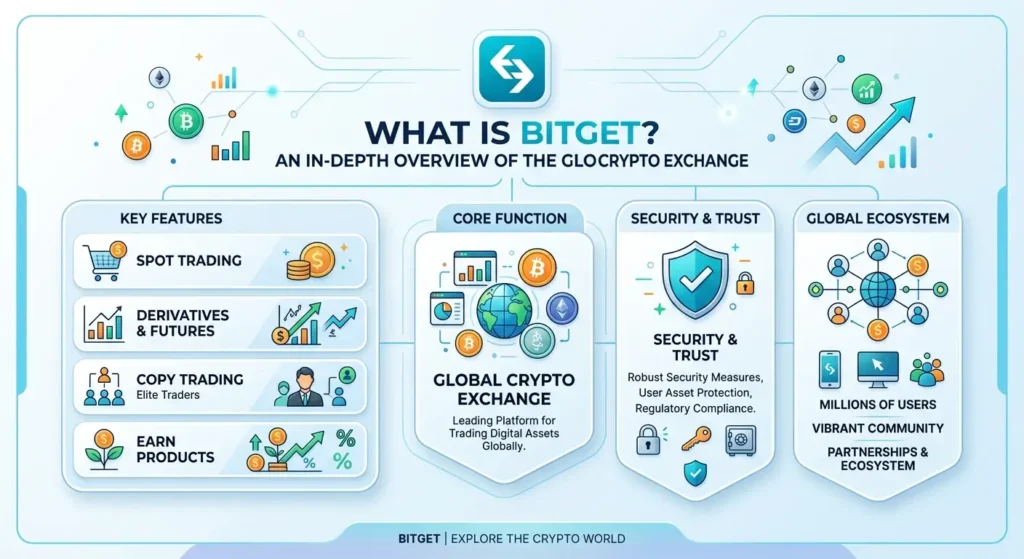Bitget platform interface showing trading dashboard and market data